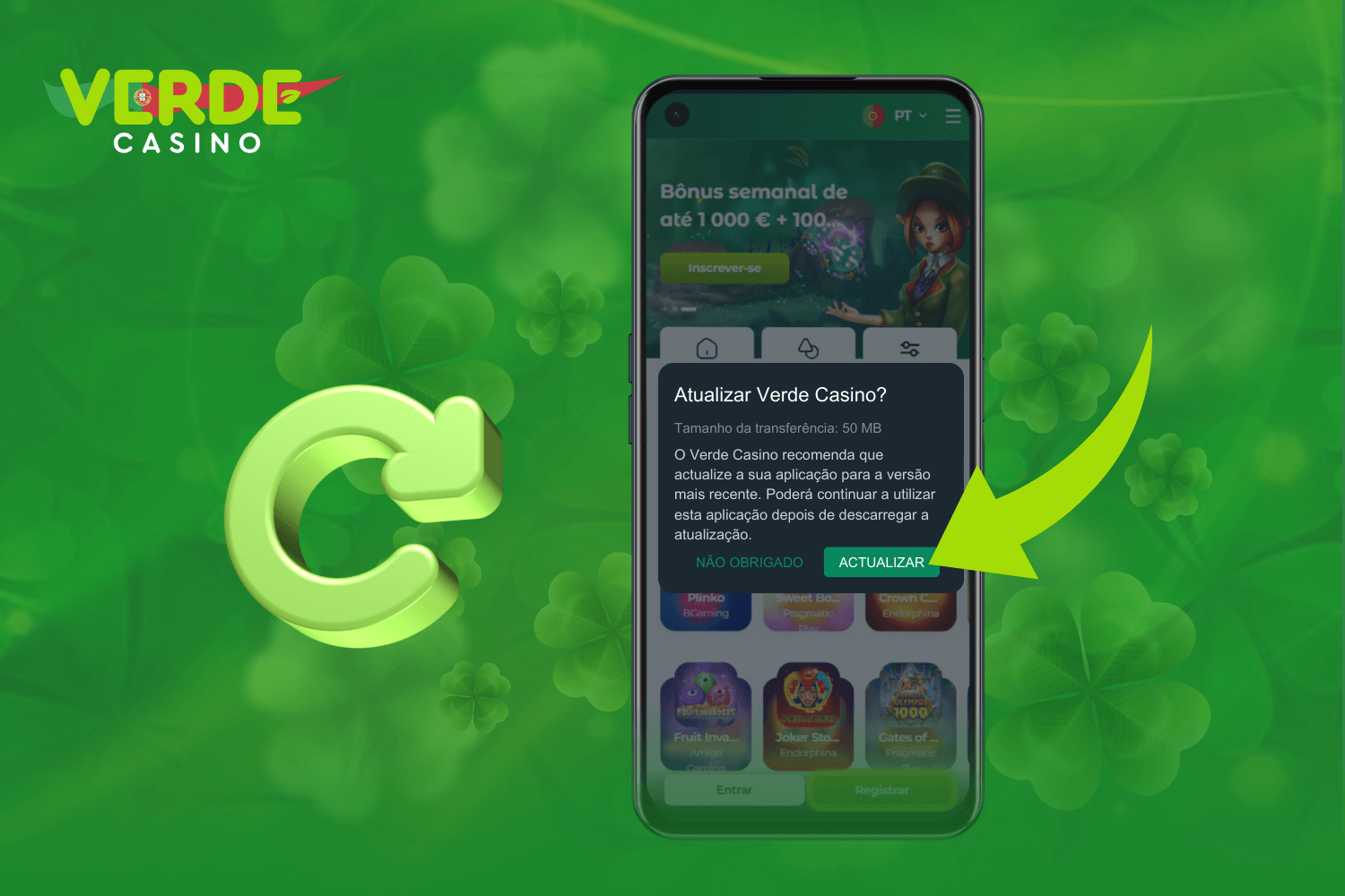 Guia para atualizar a aplicação Verde Casino em Portugal